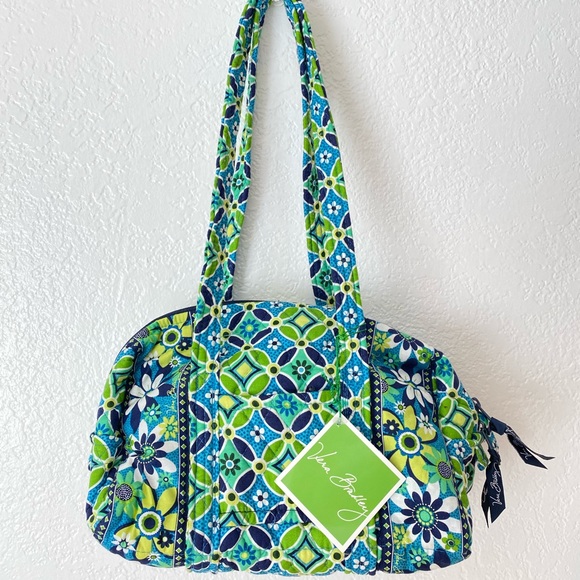 New Vera Bradley blue green daisy Daisy quilted shoulder bag - Picture 2 of 8